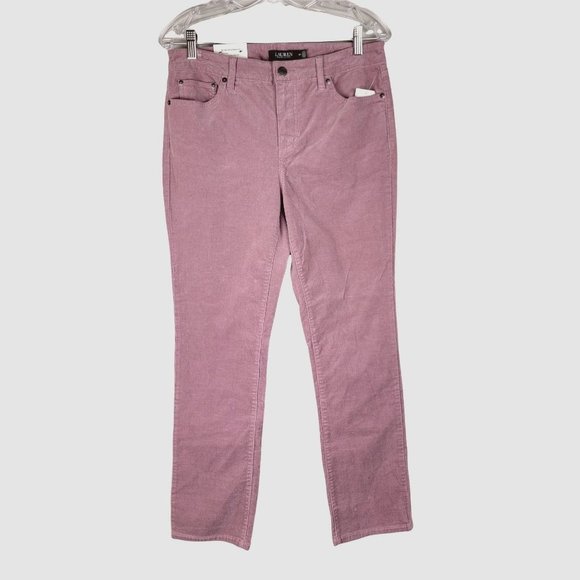 Lauren Ralph Lauren Pink Stretchy Corduroy Premier Straight Mid Rise Pants 10P - Picture 1 of 14